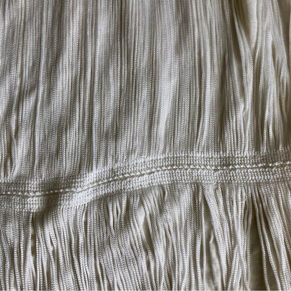 H&M FLAPPER FRINGE RETRO ART DECO 1920'S White Lined DRESS Women’s Size L - Picture 8 of 8